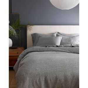 QUINCE European Linen Duvet Cover - Charcoal Chambray -Queen/FULL